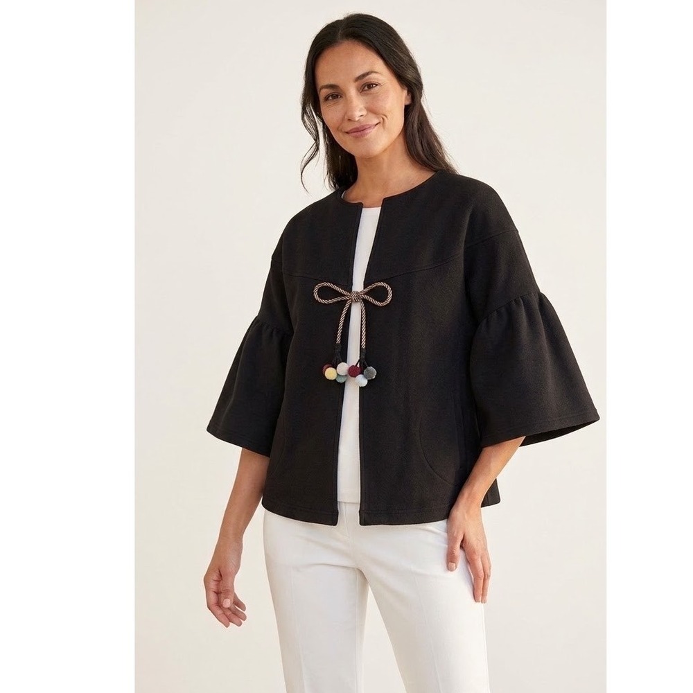 ic by Connie K Jacket L Bell Sleeve Tassel Boho Lagenlook Whimsy Open Thick Cozy
